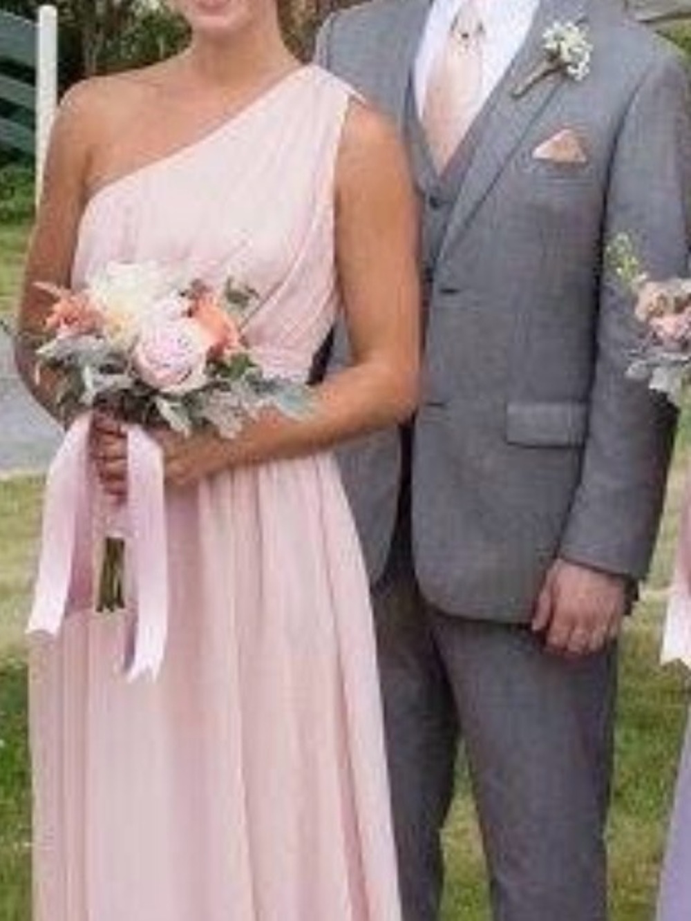 Lulu’s Light Pink One Shouldered Formal Dress